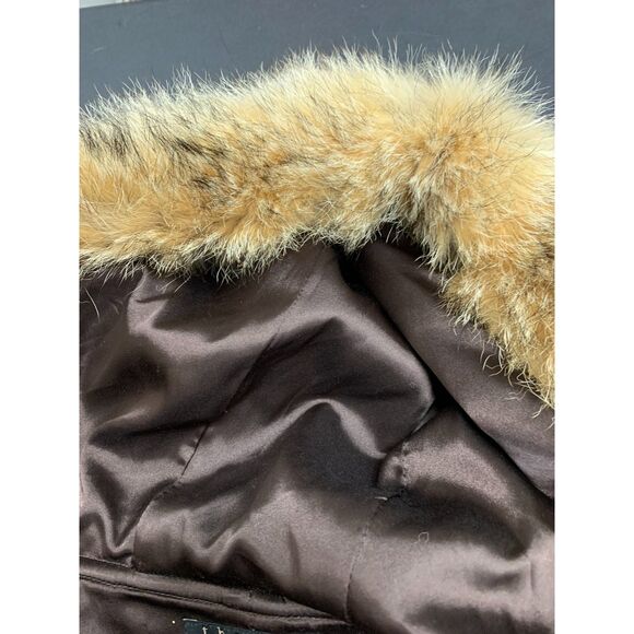 Theory Womens Coat Wool Angora Cashmere Penny Lane Fur‎ Collar Brown Size Medium - Picture 5 of 15